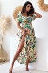 Smocked Printed Short Sleeve Maxi Dress (Multiple Colors)