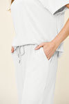 Texture Short Sleeve T-Shirt and Wide Leg Pants (Multiple Colors)