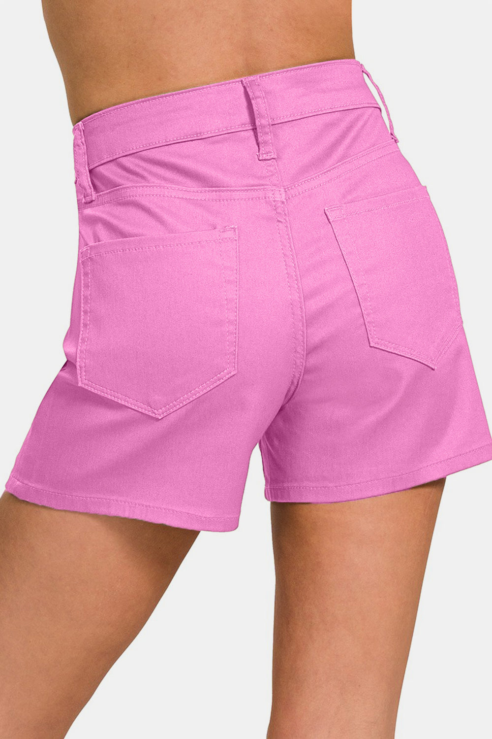 Zenana High Waist Denim Shorts Pink