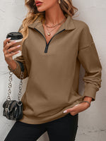 Zip-Up Dropped Shoulder Sweatshirt (Multiple Colors)