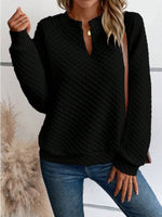 Notched Long Sleeve Sweatshirt (Multiple Colors)