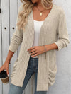 Open Front Long Sleeve Ribbed Cardigan (Multiple Colors)