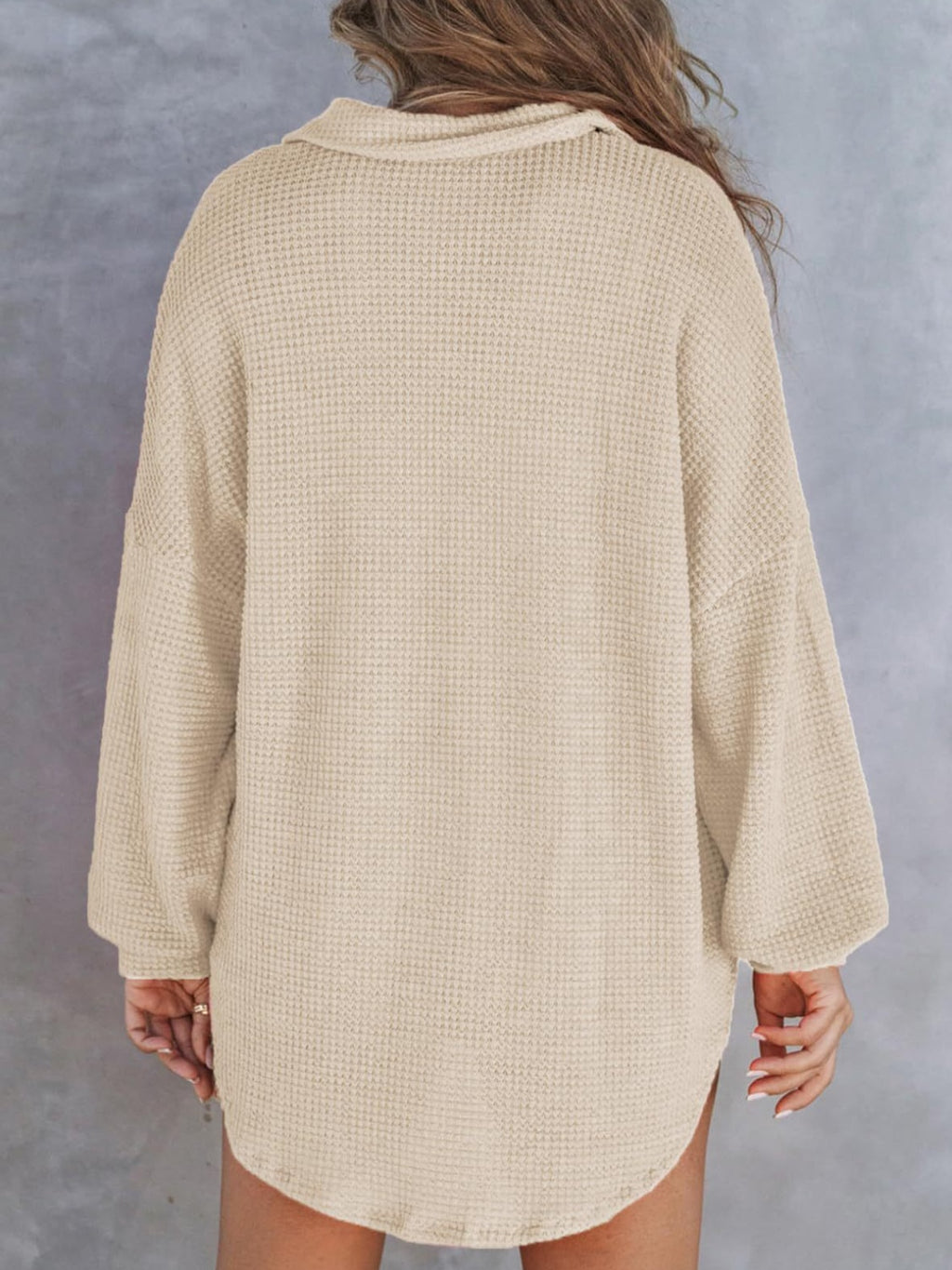 Waffle-Knit Dropped Sweatshirt (Multiple Colors)