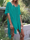 Cutout V-Neck Cover-Up with Tassel (Multiple Colors)