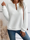 Notched Long Sleeve Sweatshirt (Multiple Colors)