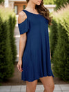 Round Neck Cold Shoulder Mini Dress (Multiple Colors)