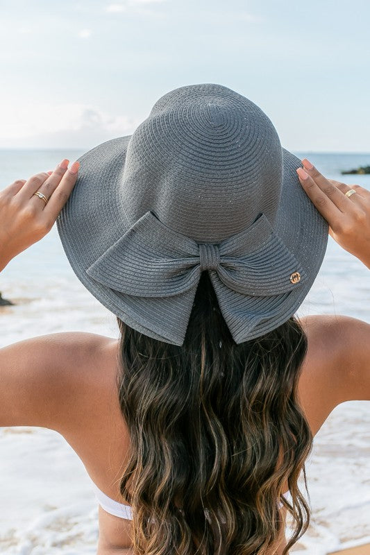 Bow Back Straw Bucket Hat (Multiple Colors)