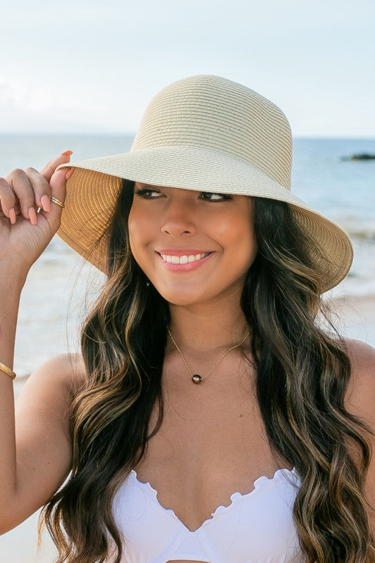 Bow Back Straw Bucket Hat (Multiple Colors)