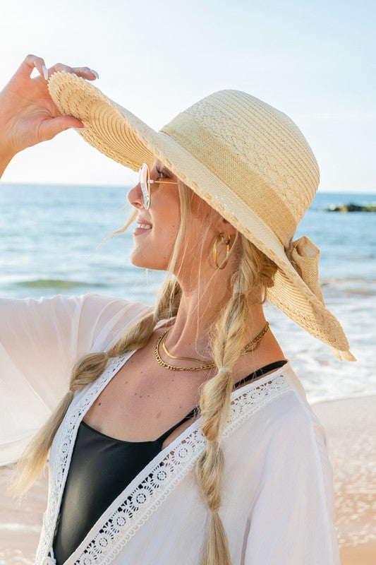 Scallop Edge Bow Accent Sunhat (Multiple Colors)