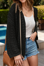 Openwork Open Front Dropped Shoulder Cardigan (Multiple Colors)