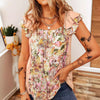 Ruffled Floral Cap Sleeve Blouse (Multiple Colors)