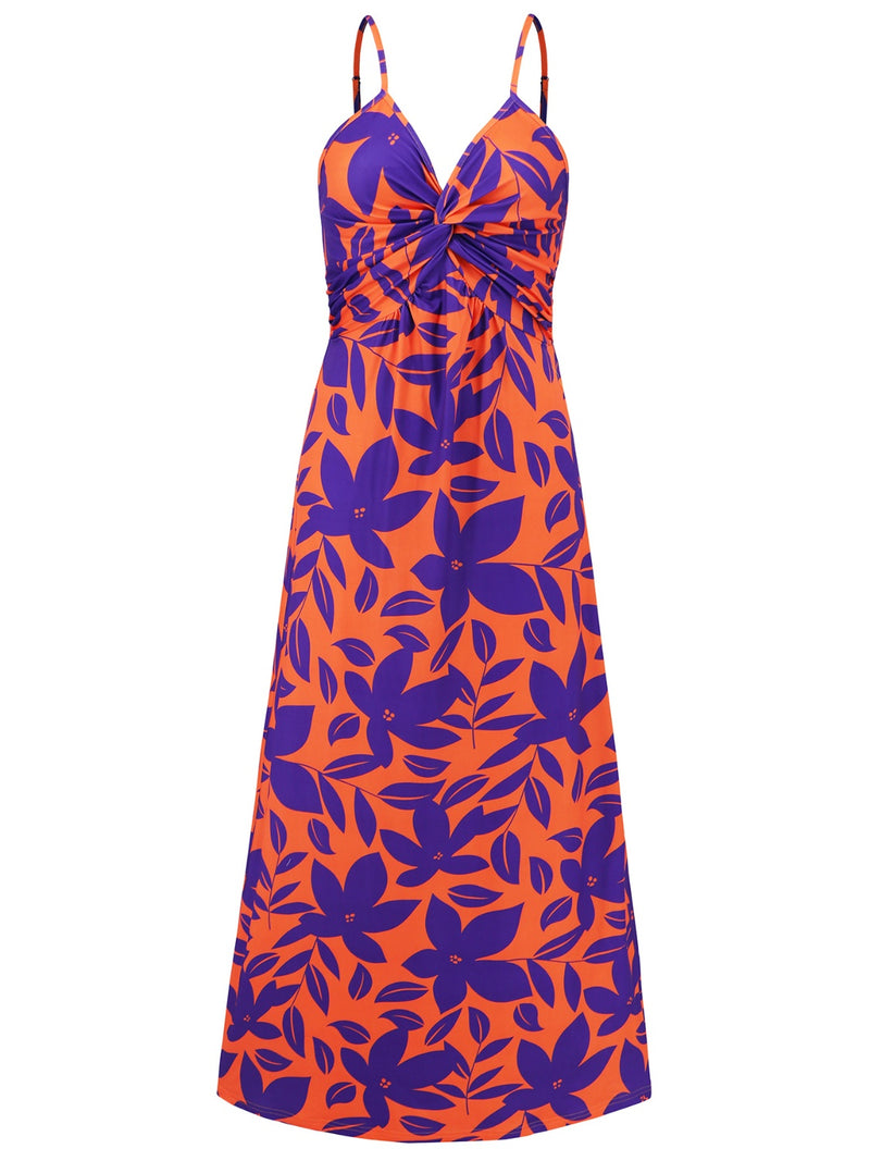 Twisted Printed V-Neck Cami Dress (Multiple Colors)