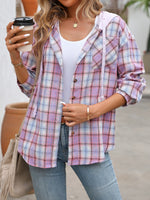 Plaid Long Sleeve Hooded Jacket (Multiple Colors)