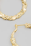 Fame Double Twist Chain Latch Hoop Earrings