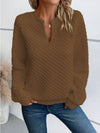 Notched Long Sleeve Sweatshirt (Multiple Colors)