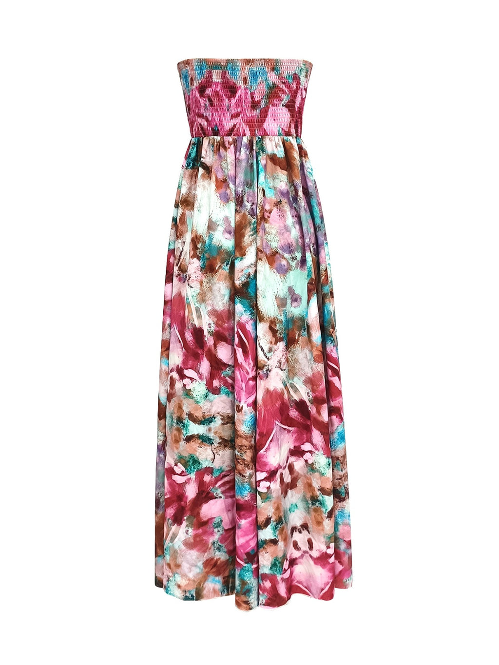 Smocked Printed Sleeveless Maxi Dress