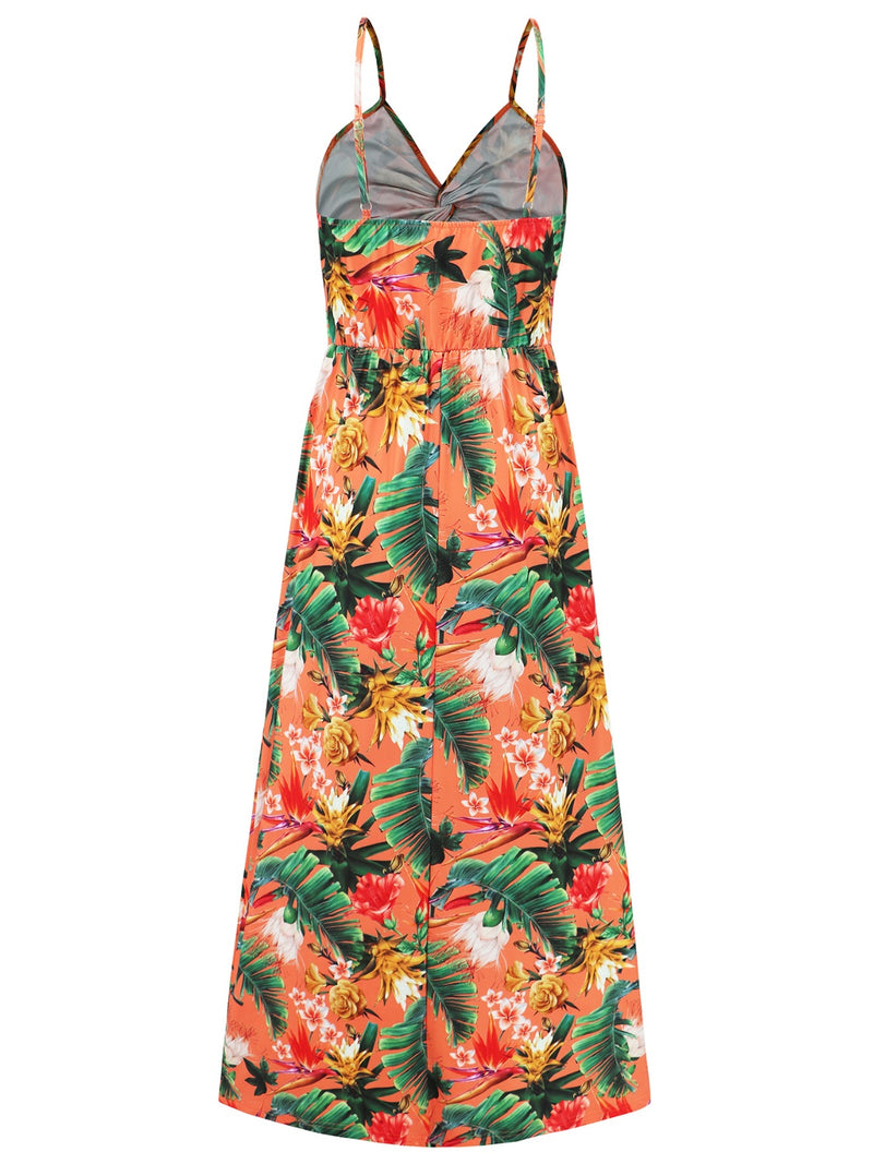 Twisted Printed V-Neck Cami Dress (Multiple Colors)