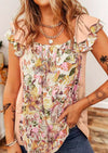 Ruffled Floral Cap Sleeve Blouse (Multiple Colors)