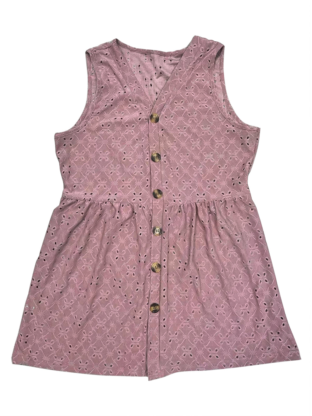 Full Size Eyelet Button Up V-Neck Tank (Multiple Colors)