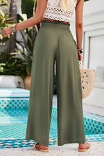 Smocked Wide Leg Pants with Pockets (Multiple Colors)