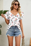 V-Neck Short Sleeve Blouse (Multiple Colors)