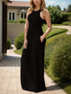 Pocketed Round Neck Sleeveless Dress (Multiple Colors)