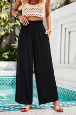 Smocked Wide Leg Pants with Pockets (Multiple Colors)