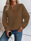 Notched Long Sleeve Sweatshirt (Multiple Colors)