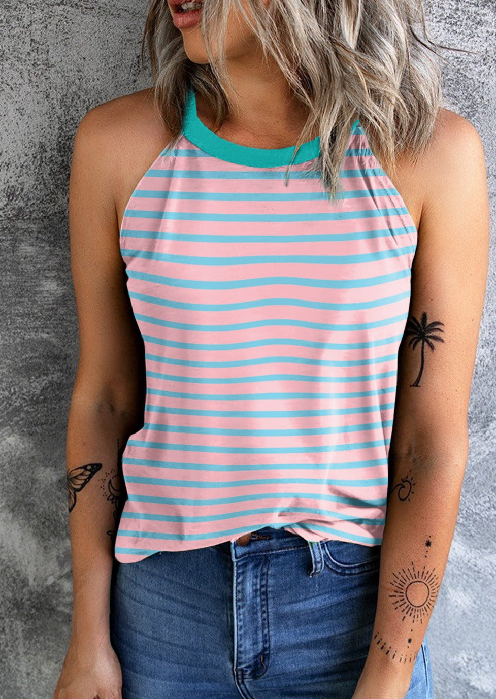 Striped Round Neck Tank