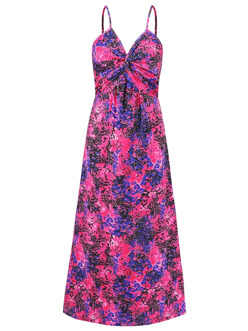 Twisted Printed V-Neck Cami Dress (Multiple Colors)