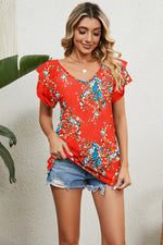 V-Neck Short Sleeve Blouse (Multiple Colors)