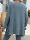 Open Front Long Sleeve Ribbed Cardigan (Multiple Colors)