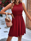 Frill Round Neck Sleeveless Mini Dress (Multiple Colors)