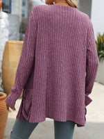 Open Front Long Sleeve Ribbed Cardigan (Multiple Colors)