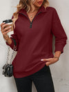 Zip-Up Dropped Shoulder Sweatshirt (Multiple Colors)