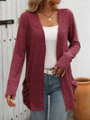 Open Front Long Sleeve Ribbed Cardigan (Multiple Colors)