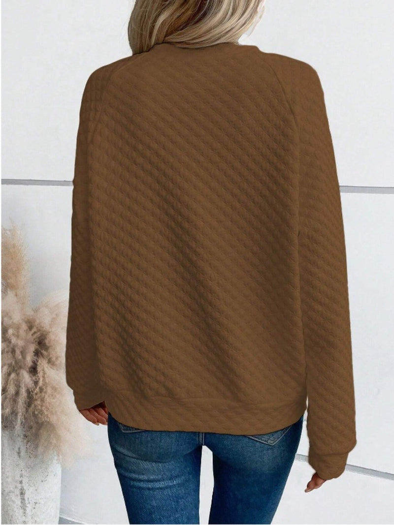 Notched Long Sleeve Sweatshirt (Multiple Colors)