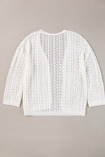 Openwork Open Front Dropped Shoulder Cardigan (Multiple Colors)