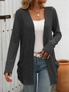 Open Front Long Sleeve Ribbed Cardigan (Multiple Colors)