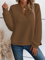 Notched Long Sleeve Sweatshirt (Multiple Colors)