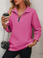 Zip-Up Dropped Shoulder Sweatshirt (Multiple Colors)