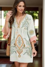 V-Neck Three-Quarter Sleeve Dress (Multiple Colors)