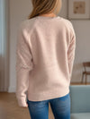 Pearl Trim Round Neck Raglan Sleeve Sweater