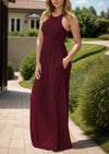 Pocketed Round Neck Sleeveless Dress (Multiple Colors)