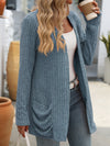 Open Front Long Sleeve Ribbed Cardigan (Multiple Colors)