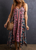 Printed V-Neck Midi Cami Dress