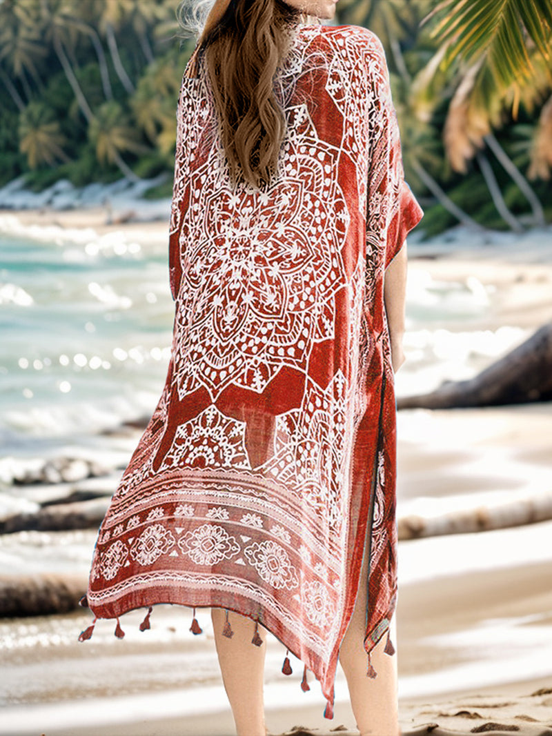 Tassel Printed Kimono (Multiple Colors)