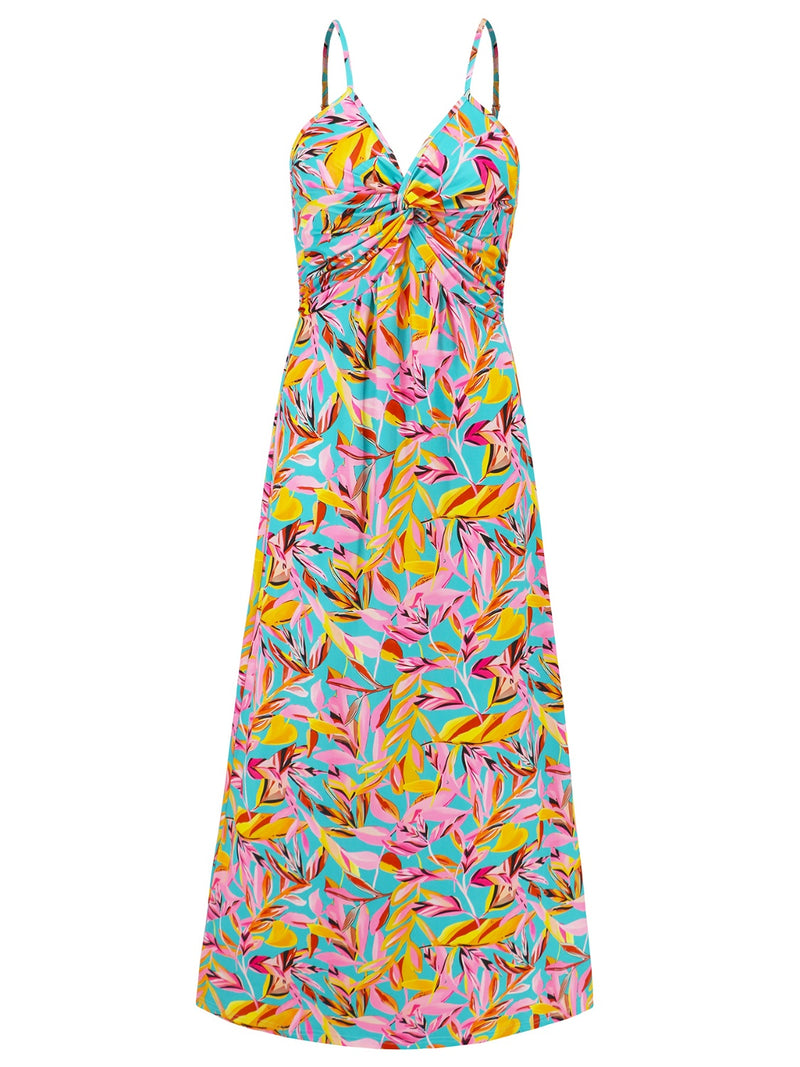 Twisted Printed V-Neck Cami Dress (Multiple Colors)