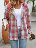 Plaid Long Sleeve Hooded Jacket (Multiple Colors)