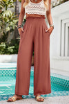 Smocked Wide Leg Pants with Pockets (Multiple Colors)